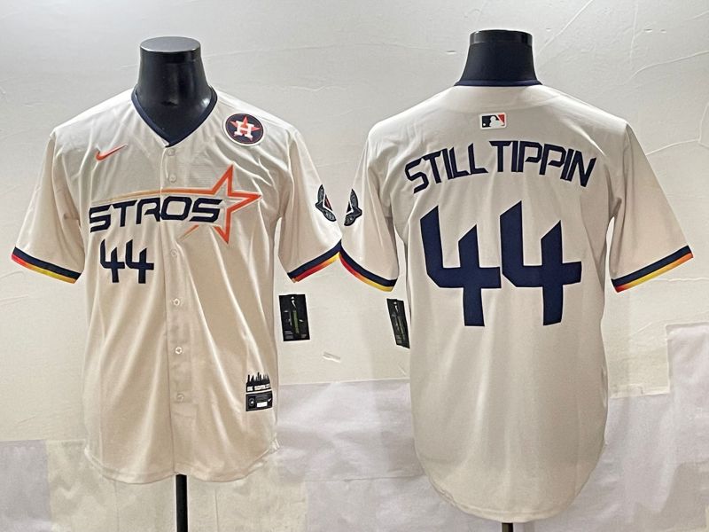 Men 2025 Houston Astros #44 Still Tippin Cream Three generations Joint Name Nike MLB Jersey style 2->houston astros->MLB Jersey